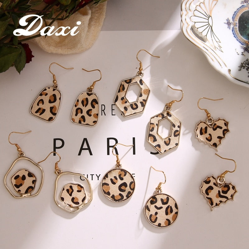 DAXI Fashion Leopard Dangle Earrings For Women Bohemian Vintage Stud Earring Statement Geometric Earings Jewelry 2020