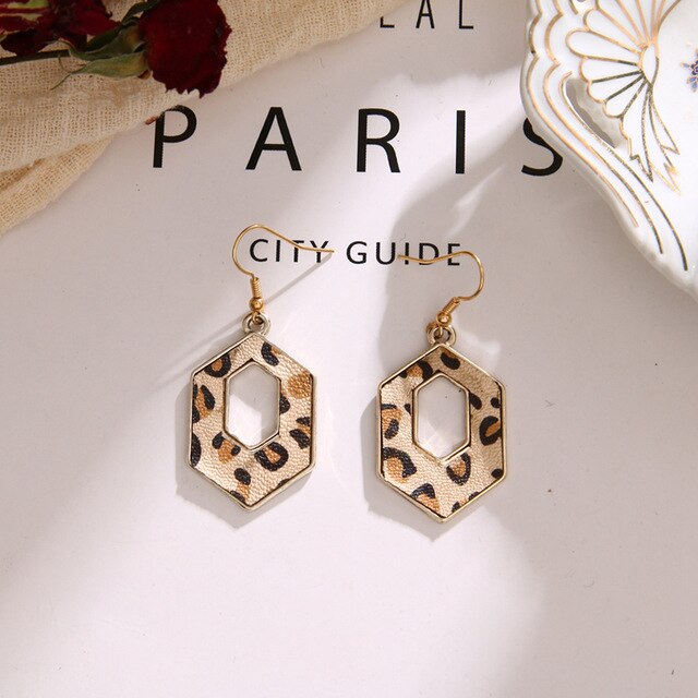 DAXI Fashion Leopard Dangle Earrings For Women Bohemian Vintage Stud Earring Statement Geometric Earings Jewelry 2020