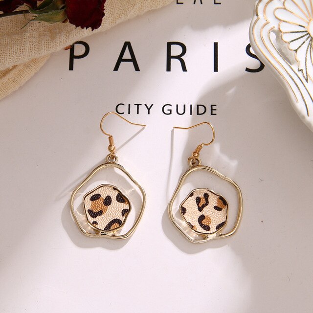 DAXI Fashion Leopard Dangle Earrings For Women Bohemian Vintage Stud Earring Statement Geometric Earings Jewelry 2020