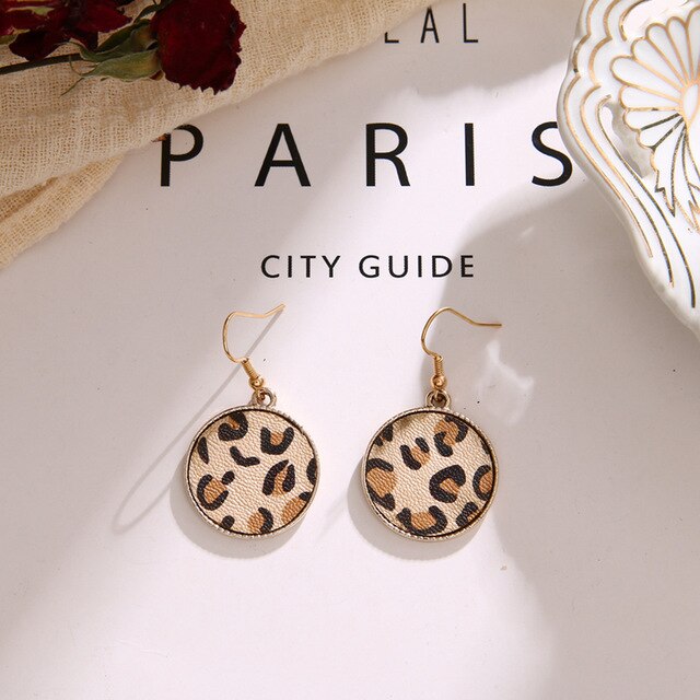 DAXI Fashion Leopard Dangle Earrings For Women Bohemian Vintage Stud Earring Statement Geometric Earings Jewelry 2020