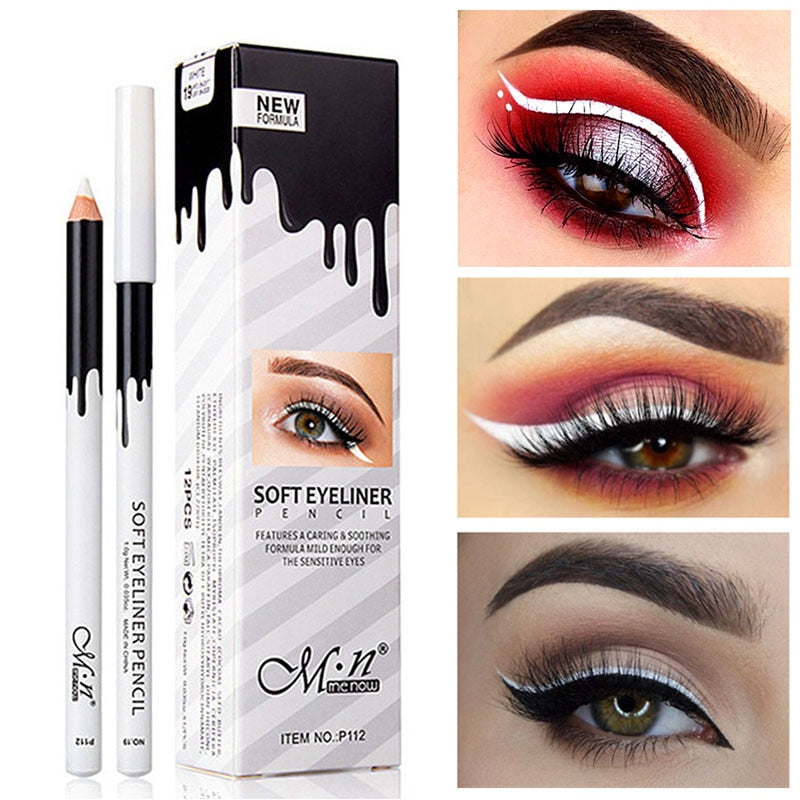 White Eyeliner Pencil Waterproof Long-lasting Eyes Contour Eye Liner Makeup Cosmetics Color Eyeliner Pen T0829