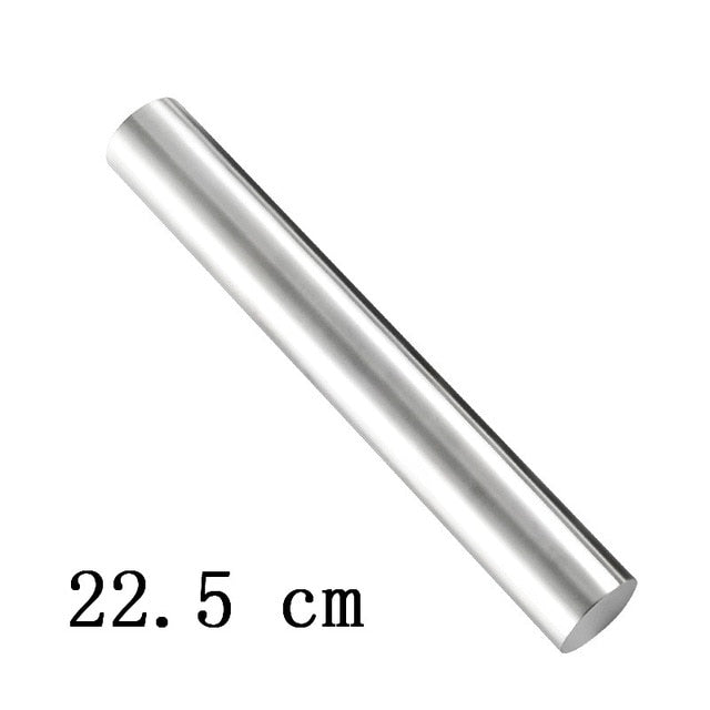 22.5/27.5/32.5cm Silver Stainless Steel Diameter 2.8 cm Rolling Pin Hand Dough Roller Bake Cake Pizza Non-stick