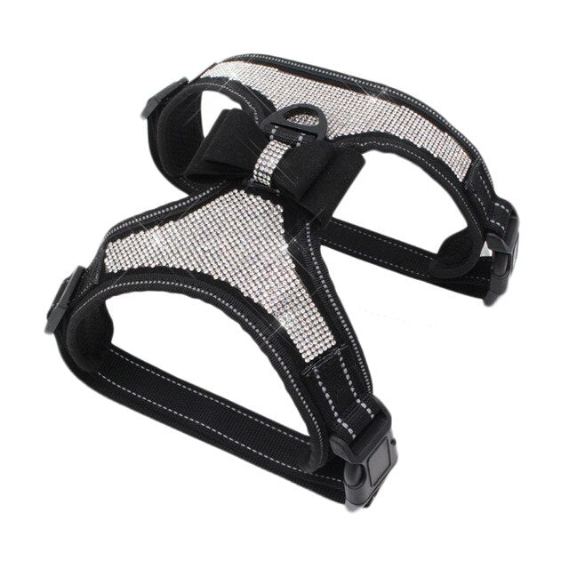 Dog Accessories Pet Supplies Reflective Dog Harness Nylon Pitbull Pug Small Medium Dogs Harnesses Vest Bling Rhinestone Bowknot