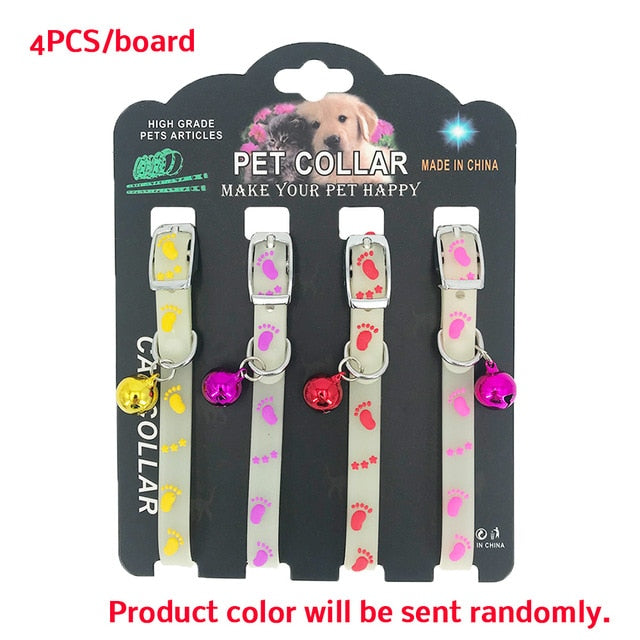 Cat Collar with Bell Luminous Cats Collars Kitty Necklace Safety Kitten Glow Kitten Neck Ring Reflective Cat Accessories