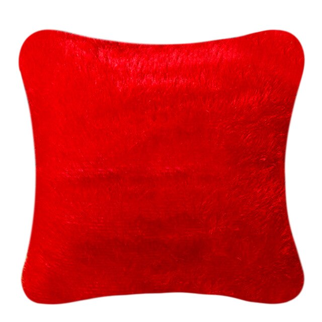 Plush Pillowcase Soft Comfortable Fluffy Solid Plush Square Sofa Cushion Cover Living Room Bedroom Sofa Home Decoration(No Core)