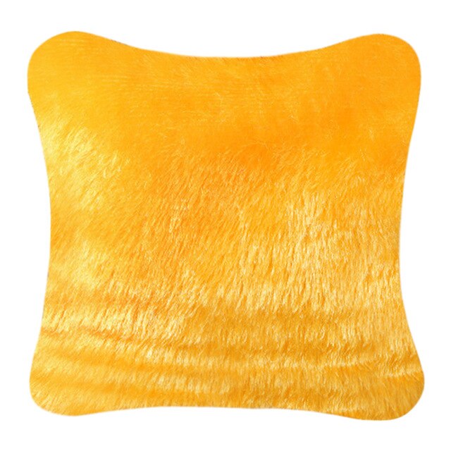 Plush Pillowcase Soft Comfortable Fluffy Solid Plush Square Sofa Cushion Cover Living Room Bedroom Sofa Home Decoration(No Core)