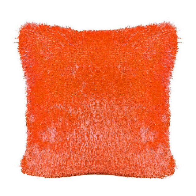 Plush Pillowcase Soft Comfortable Fluffy Solid Plush Square Sofa Cushion Cover Living Room Bedroom Sofa Home Decoration(No Core)