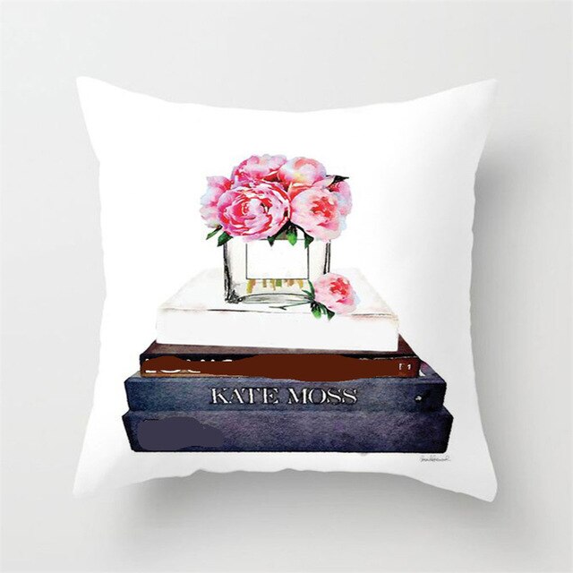 New Hand Painted Flowers Perfume Bottles Cushion Cover Polyester Cotton 45X45CM Pillowcase Home Decorative Throw Pillow Covers