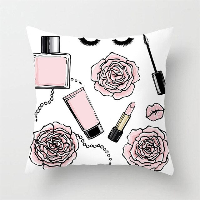 New Hand Painted Flowers Perfume Bottles Cushion Cover Polyester Cotton 45X45CM Pillowcase Home Decorative Throw Pillow Covers