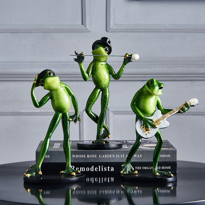 Funny Green Frog Figurine Modern Resin Decoration Statue Gift Home Decoration Office Desk Decoration Garden Decoration Ornament