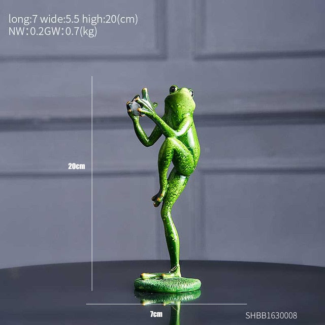 Funny Green Frog Figurine Modern Resin Decoration Statue Gift Home Decoration Office Desk Decoration Garden Decoration Ornament