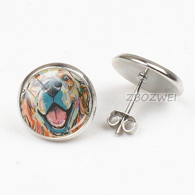 ZBOZWEI Colorful Dog Earrings French Bulldog Art Picture round Glass for women men handmade charms mew trendy 2018 jewlery