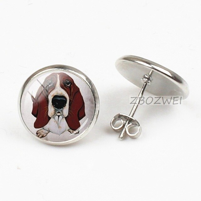 ZBOZWEI Colorful Dog Earrings French Bulldog Art Picture round Glass for women men handmade charms mew trendy 2018 jewlery