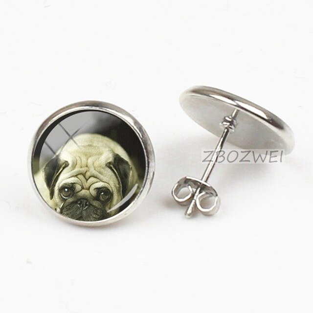 ZBOZWEI Colorful Dog Earrings French Bulldog Art Picture round Glass for women men handmade charms mew trendy 2018 jewlery