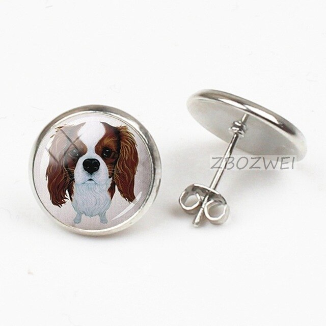 ZBOZWEI Colorful Dog Earrings French Bulldog Art Picture round Glass for women men handmade charms mew trendy 2018 jewlery